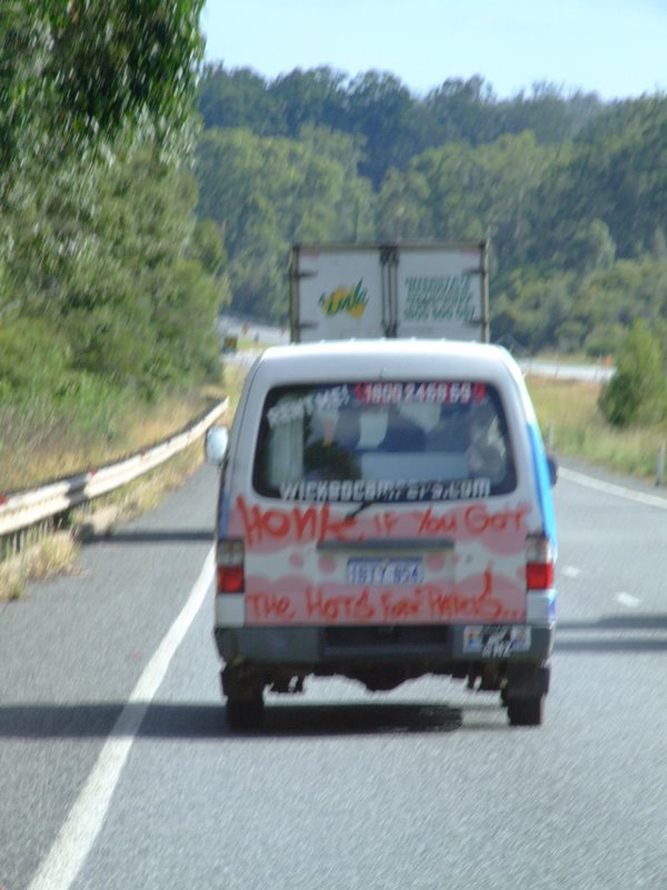 Our Wicked Camper - the guy is indeed out there!